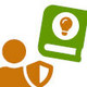 Webadminschulung Männchen mit Schild und Glühbirne